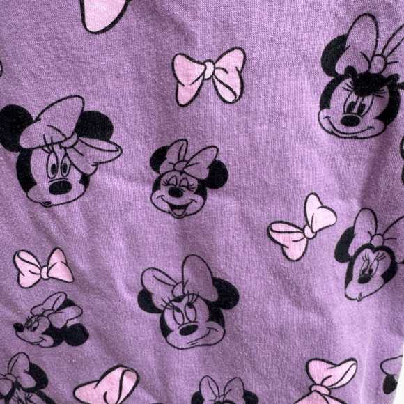 Disney 3T Girls Purple Minnie Mouse Bow Emotions Short Sleeve Tee Shirt Blouse - Picture 2 of 6